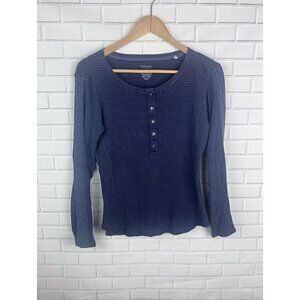 Sonoma Blue Crochet Thermal Shirt Top Blouse Women's Medium Cotton